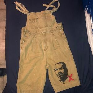 Tan Cotler Jean Short Overalls, Malcolm X